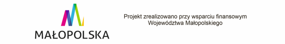 Logotyp LOT , logotyp Małopolska i napis o współfinansowaniu